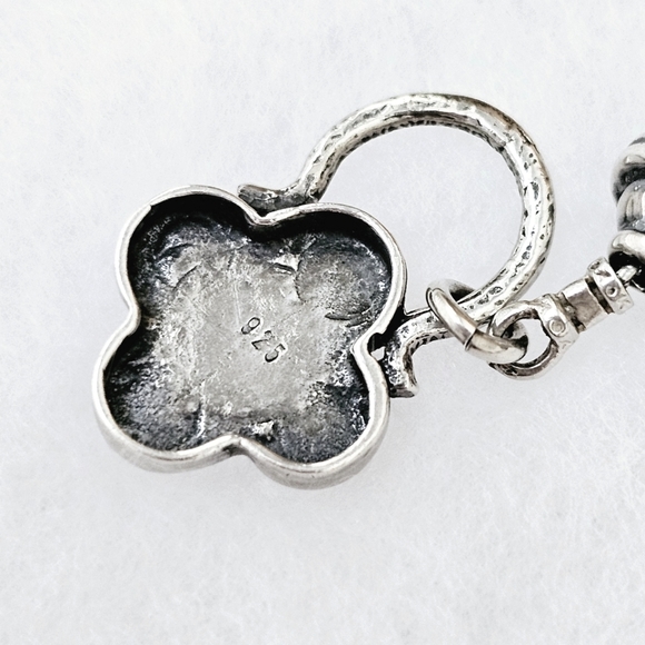 RARE Silpada Sterling Silver Smokey Topaz Clover Charm Bracelet B0689 *Firm* - Picture 8 of 13